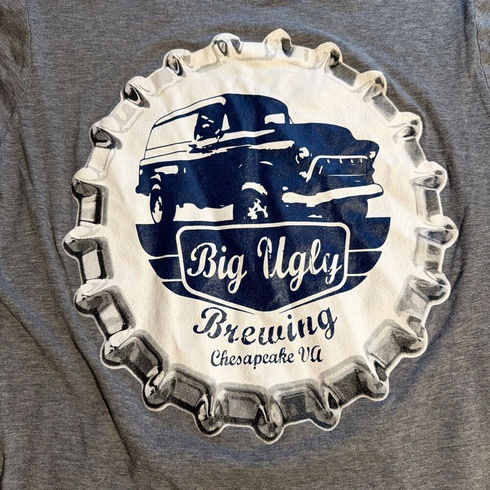 Big Ugly Brewing Chesapeake Virginia T-Shirt Mens Size Small Gray Short Sleeve